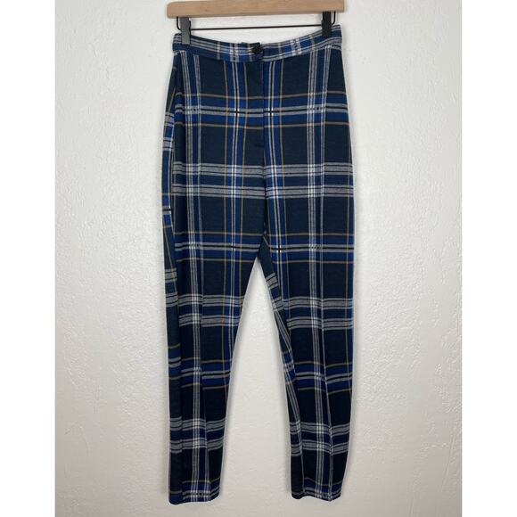 Free People Blue Plaid Skinny Fit Pants Size 8 - Picture 2 of 4